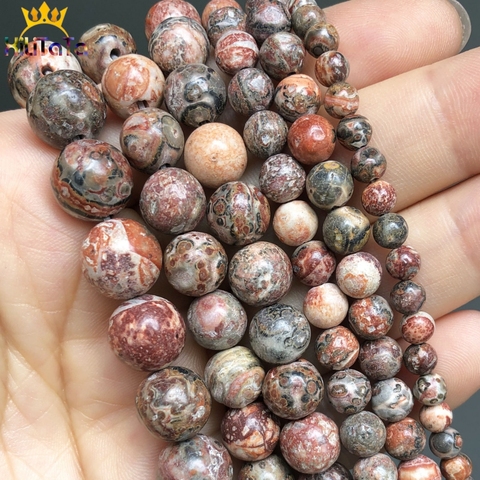 Perles rondes en pierre naturelle en peau de léopard, pour la fabrication de bijoux, breloques de Bracelet, accessoires 15 ''4 6 8 10mm ► Photo 1/6