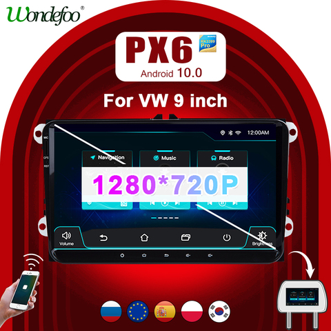 Lecteur multimédia IPS DSP 1din Android 9.0 pour VW PASSAT B6 B7 V7 Golf 5 6 BORA Tiguan Fabia siège rapide Leon Altea Toledo pas de DVD ► Photo 1/6