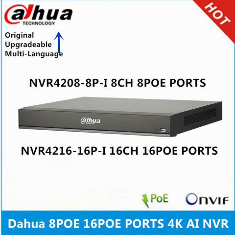 Dahua NVR2208-8P-I 8ch avec 8poe ports et NVR2216-16P-I 16ch avec 16 ports poe WizSense 4K IA NVR appui maximum 12MP Résolution ► Photo 1/2