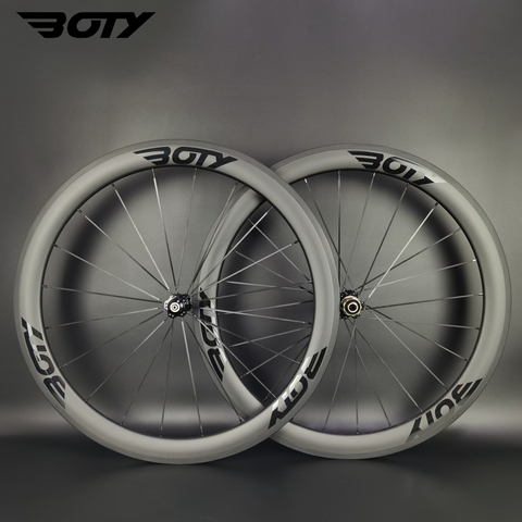 BOTY 700C vélo de route lumière carbone roues 50mm profondeur 25mm largeur pneu/Tubeless/tubulaire roues de vélo avec finition mate 3k ► Photo 1/6