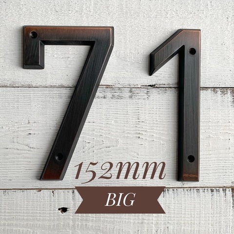 Numéro d'adresse de porte en Bronze vieilli 152mm, très grand numéro de maison, plaque d'adresse extérieure en alliage de Zinc à vis, #0-9 ► Photo 1/6