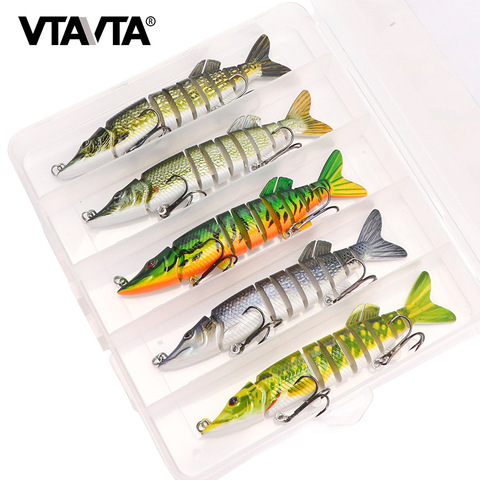 VTAVTA-ensemble de leurres rigides wobbler, appât articulé composé de 3/5 pièces, appât artificiel de type poisson nageur idéal pour la pêche au brochet, cranbait, 12.5cm, 20g ► Photo 1/6