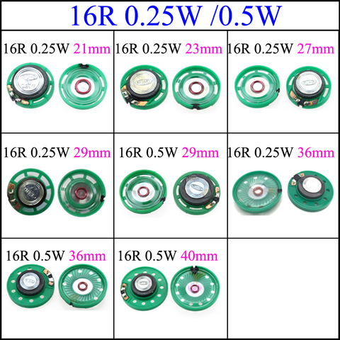 YuXi – Mini haut-parleur Ultra-fin, vert, 16 ohms, 0.25 watt, 0.25 W, 0.5w, 16R, diamètre 21/23/27/29/36MM, 3.6CM /40mm, 2 pièces/lot ► Photo 1/6