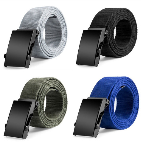 Nylon tactique hommes ceinture plaine toile militaire Web ceinture solide noir métal rouleau boucle hommes femmes décontracté noir ceintures ► Photo 1/6