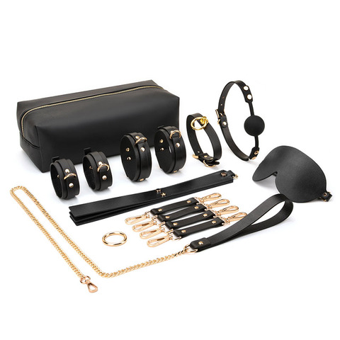 Kit de Bondage BDSM en cuir véritable, jouets sexuels pour Couples, menottes à la cheville, collier Gag Hogtie, contraintes SM, ensemble de jeux d'amour pour adultes ► Photo 1/6