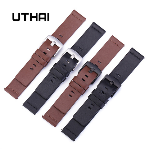 UTHAI – bracelet de montre Z18 en cuir véritable, 22mm, pour Samsung Gear S3 Classic Frontier Gear 2 Neo Live, 20mm, pour moto360 II G ► Photo 1/6