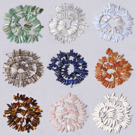 Bâton en pierre de cristal naturel, forme de dent longue, puces d'espacement, perles, breloques, fabrication de bijoux et boucles d'oreilles, 15 