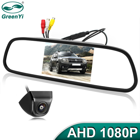 GreenYi 5 pouces AHD 1080P voiture miroir moniteur haute définition véhicule sauvegarde caméra de recul 170 degrés Starlight Vision nocturne ► Photo 1/6