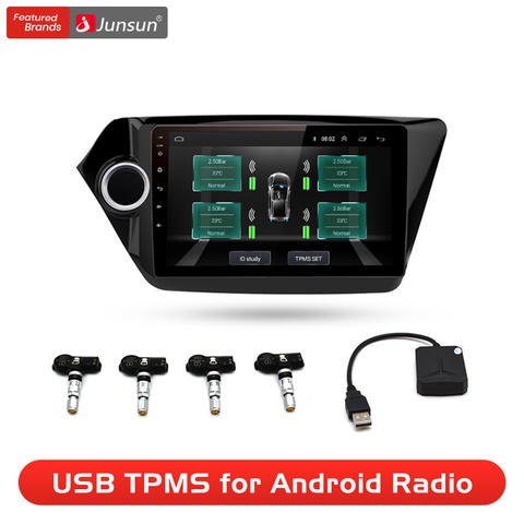 Junsun – système d'alarme de surveillance de la pression des pneus, USB, Android, navigation, TPMS avec 4 capteurs internes pour voiture, lecteur DVD ► Photo 1/2