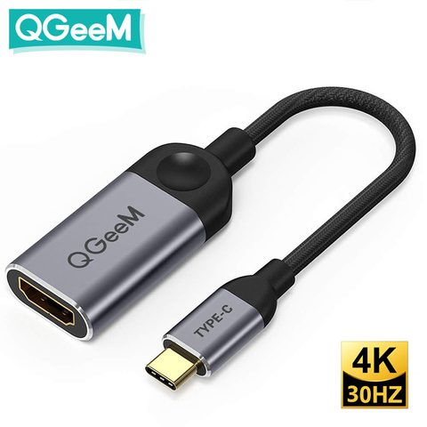Câble adaptateur QGEEM USB C vers HDMI 4K 30Hz type-c vers HDMI pour huawei mate 20 macBook pro 2022 ipad pro hdmi femelle vers usb Type c ► Photo 1/6