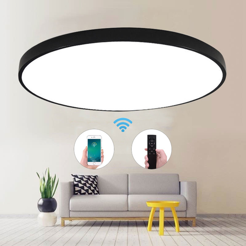 Plafonnier LED ultramince avec télécommande, design moderne, montage en Surface sur panneau, idéal pour un salon, une chambre à coucher ou une cuisine ► Photo 1/6