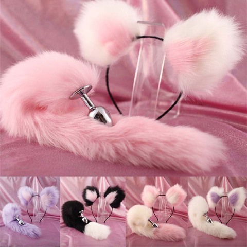 Bandeaux oreilles de renard/lapin mignons, Plug Anal en métal, accessoires de Cosplay érotiques, jouets sexuels pour Couples pour adultes ► Photo 1/6