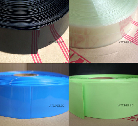 Gaine thermorétractable en PVC 2M largeur 50mm/55mm/60mm/66mm/70mm/75mm/80mm/85mm/90mm/103mm, noir/rouge couleur: jaune, vert, bleu, blanc, transparent ► Photo 1/2