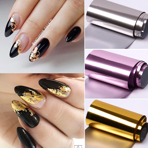 1 rouleau or rose argent ongles feuilles brillant ciel paillettes Nail Art transfert autocollants curseur papier Nail Art manucure décoration nouveau ► Photo 1/6