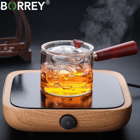 BORREY 500Ml théière en verre avec infuseur Liner filtre machine à thé en verre avec poignée en bois bureau bouillir ensemble de thé théière bouilloire ► Photo 1/6