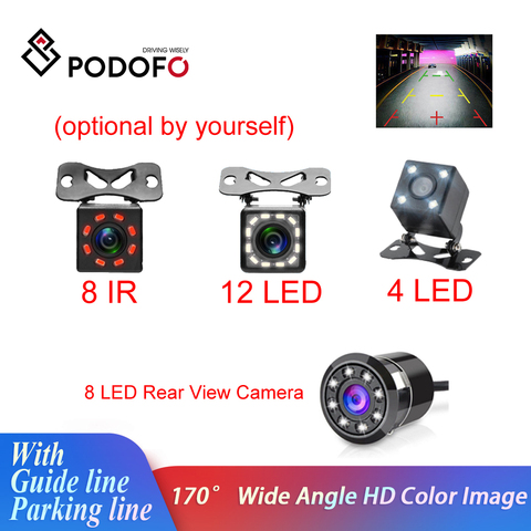 Podofo – caméra de recul universelle pour voiture, 4/8/12 LED, 8IR, Vision nocturne, étanche, grand Angle 170, HD, Image couleur ► Photo 1/6