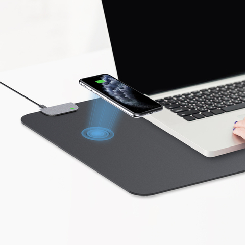 Bureau en cuir tapis de bureau protecteur QI chargeur sans fil papeterie tapis de bureau rapide sans fil tapis de souris de charge pour iPhone/Samsung ► Photo 1/6