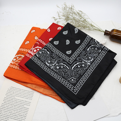 Foulard Bandana noir unisexe, style Hip Hop, bandeau pour le cou, couvre-chef de sport, enveloppements de poignet, foulards carrés pour la tête, mouchoir imprimé ► Photo 1/6