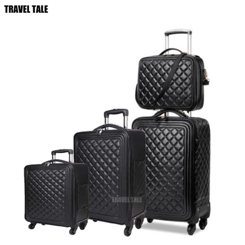 Ensemble de bagages à roulettes en cuir PU valise de voyage, 16, 20, 24 pouces, grandes marques de luxe, Vintage ► Photo 1/4