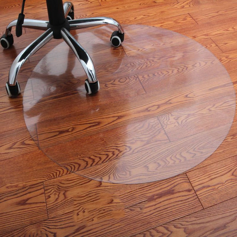 Tapis de Protection de sol en bois Transparent, rond, en PVC, souple, pour chaise d'ordinateur de bureau ► Photo 1/6