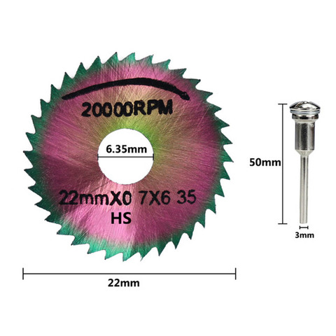 Hss jeu de lames de scie 22/25/32/35 / 44mm avec mandrin à queue de 3mm outils rotatifs disque de scie à bois Mini disque de coupe ► Photo 1/5