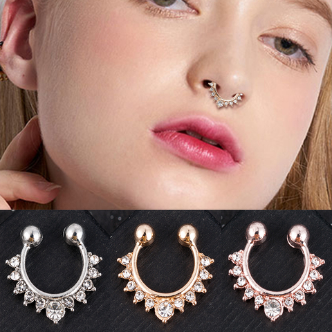 Nouveauté alliage nez cerceau nez anneaux corps Piercing bijoux faux Septum Clicker Non Piercing cintre pince sur bijoux ► Photo 1/6