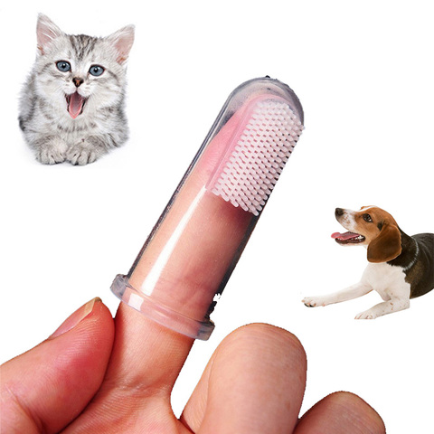 Offres Spéciales Chien Chat Fournitures De Nettoyage Doux Pour Animaux De Compagnie brosse à Dents de Doigt Teddy Chien Brosse Plus Mauvaise Haleine Dents Soins Chien Accessoires ► Photo 1/6