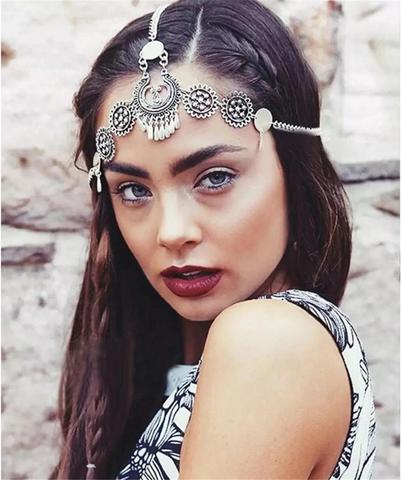 Gitane turc bohème tête chaîne indien cheveux bijoux Tribal front danse mariage cheveux accessoires Boho bandeau chapeaux ► Photo 1/6