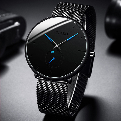 Montre à Quartz en acier inoxydable pour hommes, minimaliste, décontractée, Simple, 2022 ► Photo 1/6