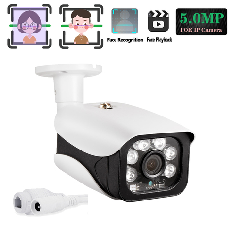 Caméra de vidéosurveillance IP POE 48v et dc 12v, H.265, 2.0 mp, pour enregistrement facial POE, système NVR, RJ45, étanche, Vision nocturne pour l'extérieur ► Photo 1/6