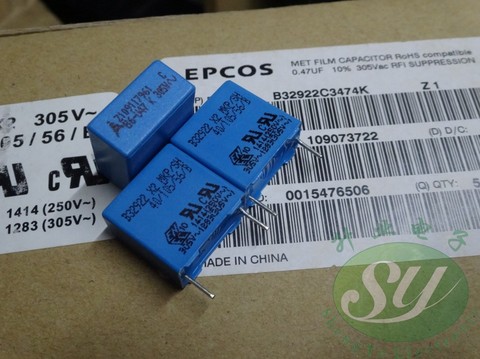 Nouveau condensateur à film EPCOS 0.47uf 474 vac P15MM, B32922 474/305vac 470nf/305VAC, 1 pièce/20 pièces ► Photo 1/3