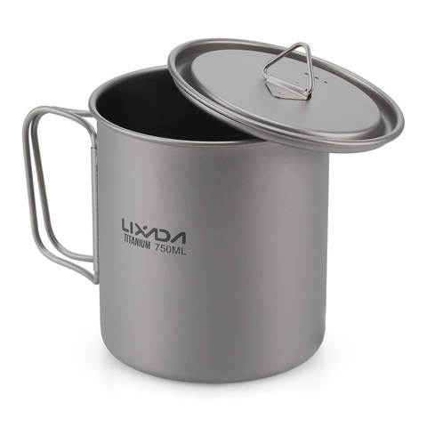 Lixada-tasse d'eau en titane ultraléger, avec poignée pliable, tasse à eau, Portable, pique-nique, Camping, extérieur, 300/350/550ml ► Photo 1/6