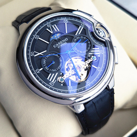 Tourbillon hommes montre haut marque luxe ceinture montre hommes automatique mécanique montre-bracelet squelette Sport mâle horloges relogio CASENO ► Photo 1/1