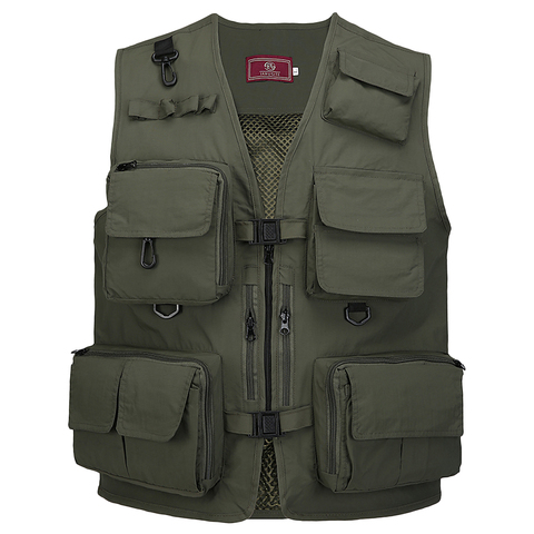 Gilets de pêche Multi poche séchage rapide respirant extérieur maille vestes photographie randonnée gilet Sport de plein air hommes gilet respirant ► Photo 1/6