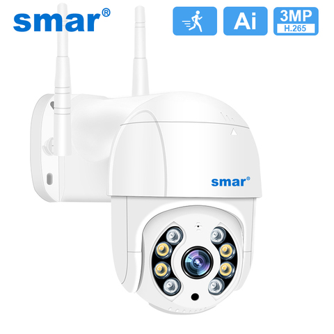 Smar – Caméra IP intelligente sans fil de 3MP avec zoom numérique 4X, appareil de vidéosurveillance Wifi PTZ, 1080P, IR vision nocturne, H.265 Ai, détection, alerte, sécurité à domicile, pour l'extérieur ► Photo 1/6