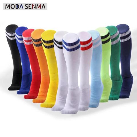 2022 nouveau Football chaussettes anti-dérapant Long Tube sur le genou chaussettes rayé Football chaussettes bas de Compression Sports de plein air gymnase ► Photo 1/6