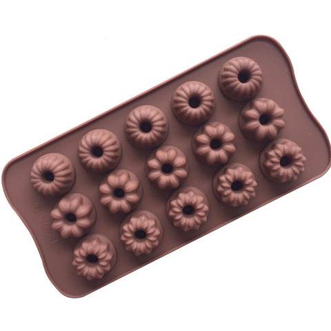 Moule à chocolat en Silicone en forme de fleur, 15 trous, plateau à glaçons, DIY, Fondant, biscuit, plat, gelée, Pudding, Dessert, ustensiles de cuisson k895 ► Photo 1/5