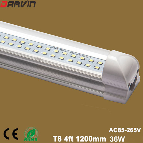 Tube lumineux LED intégré T8, 36W, 4 pieds, 120cm, lampe de remplacement pour Tube Fluorescent, pas besoin de fixation, AC110V 220V, 10 pièces ► Photo 1/6