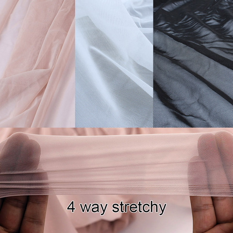Super fine Nylon 4 voies Stretch Spandex maille tissu sous-vêtements bas tricot Net chair nue couleur haute-élastique par YARD ► Photo 1/6