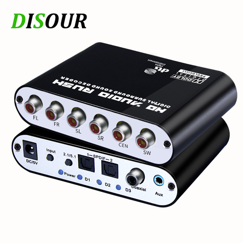 DISOUR – décodeur Audio numérique 5.1 Dolby Dts/Ac-3, convertisseur optique à 5.1 canaux RCA analogique, adaptateur Audio, amplificateur pour télévision ► Photo 1/6