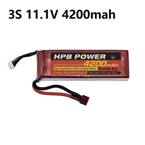 11.1V 4200mAh 45C 3S batterie Rechargeable 3S LiPo batterie 11.1V li-polymère batterie pour RC hélicoptères voiture bateau RC Drone batterie ► Photo 1/3