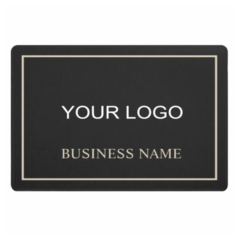 Tapis de porte de bienvenue personnalisé | Logo d'entreprise moderne noir or personnalisé ► Photo 1/3