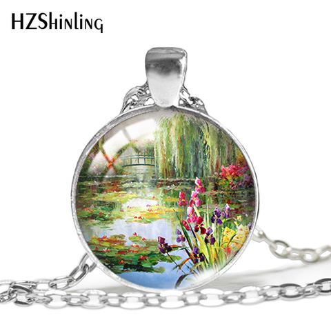 Collier pendentif lys d'eau, colliers en forme de fleur, pendentifs en verre rond, 25mm, colliers en dôme, 25mm, nouveauté 2022 ► Photo 1/6