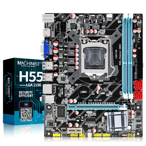 Carte mère H55 DDR3 LGA1156, composant pc, compatible avec processeurs Xeon Core 2/3, i3/i5/i7, PCI Express, port USB, ZX-H55M ► Photo 1/6