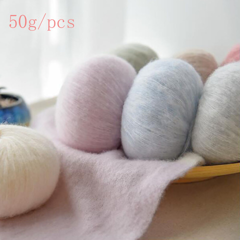 50G Angola amoureux Mohair fil mince à tricoter à la main bébé pull doux laine Crochet fil pour châle écharpe Fine fil ► Photo 1/6