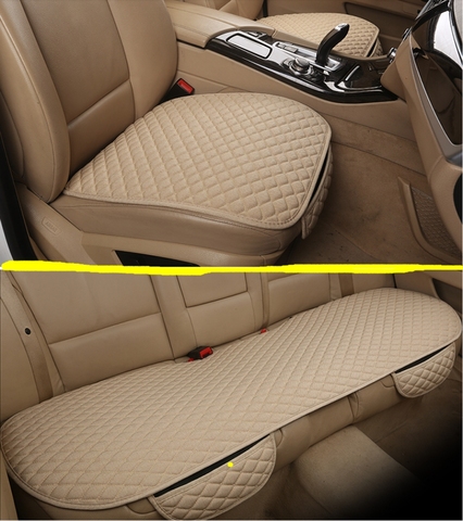 Housses de coussin de siège de voiture en lin, housses de siège avant et arrière pour véhicule, 5 sièges, accessoire d'intérieur pour véhicule ► Photo 1/6