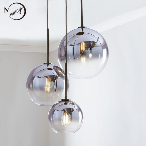 Lampe LED suspendue en verre au design nordique moderne, luminaire décoratif d'intérieur, idéal pour un loft, une chambre à coucher, un salon, un restaurant ou une boutique, E27 ► Photo 1/6