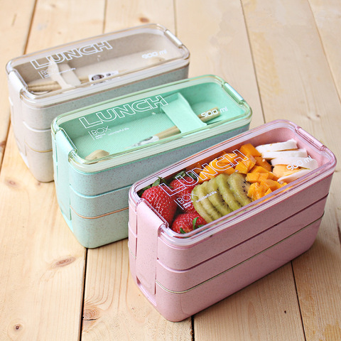 Boîte à déjeuner 900ml, micro-ondes, paille de blé vaisselle stockage des aliments conteneur pour enfants, bureau pour enfants boîte Bento Portable ► Photo 1/6