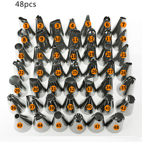 Gâteau décoration 48 pièces/ensemble bonne qualité en acier inoxydable glaçage tuyauterie buses pâtisserie conseils ensemble gâteau outils de cuisson accessoires ► Photo 1/6
