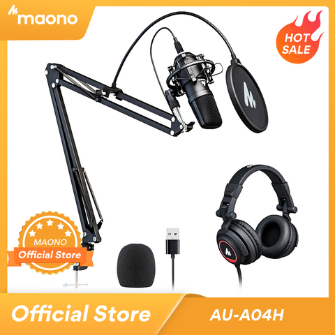 MAONO A04H micro USB avec casque de Studio 192kHz/24 bits condensateur Vocal cardioïde Podcast Mike pour Mac et Windows ► Photo 1/6